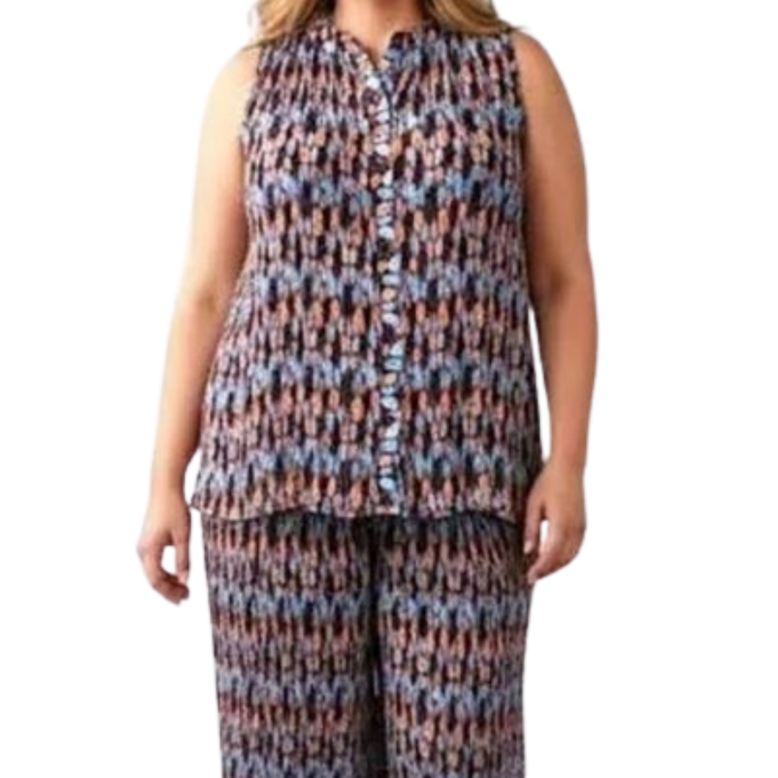 Wildfang Empower Plisse Floral Sleeveless Blouse M Nwt $98 — image 7 of 7